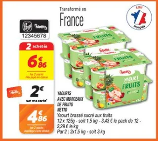 Yaourts avec morceaux de fruits 