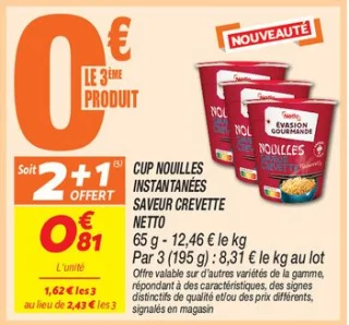 Cup nouilles instantanées saveur crevette