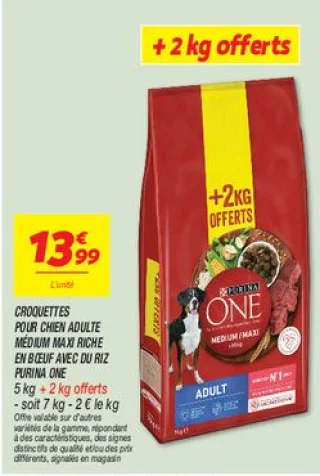 Croquettes pour chien adulte médium maxi riche en bœuf avec du riz