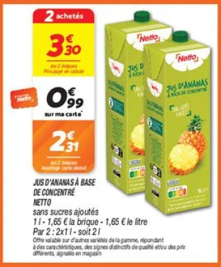 Jus d'ananas à base de concentré 
