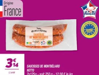 Saucisses de montbéliard
