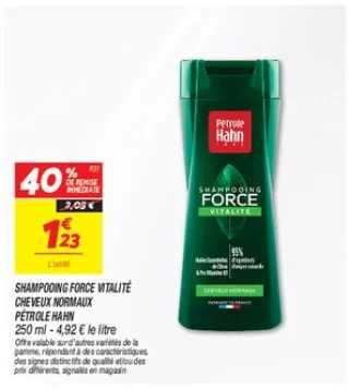 Shampooing force vitalité cheveux normaux