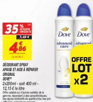 Déodorant spray apaise et aide à réparer Original Dove