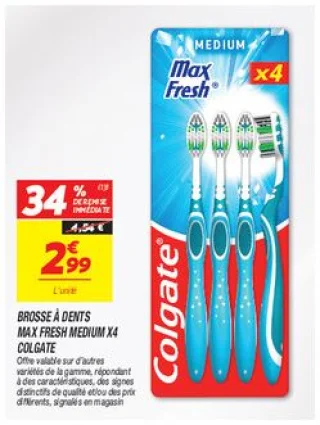 Brosse à dents max fresh medium x4