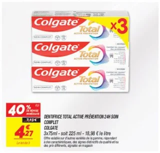 Dentifrice  total active prévention 24h soin complet