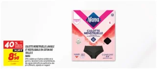 Culotte menstruelle lavable et réutilisable en coton bio taille s