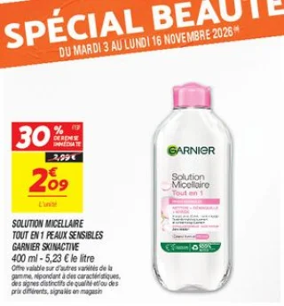 Solution micellaire tout en 1 peaux sensibles