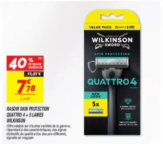 Rasoir skin protection quattro 4 + 5 lames