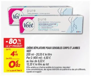 Crème dépilatoire peaux sensibles corps et jambes