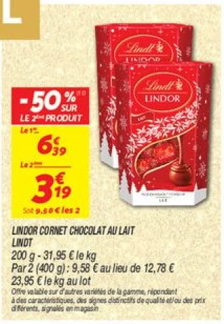 Lindor cornet  chocolat au lait