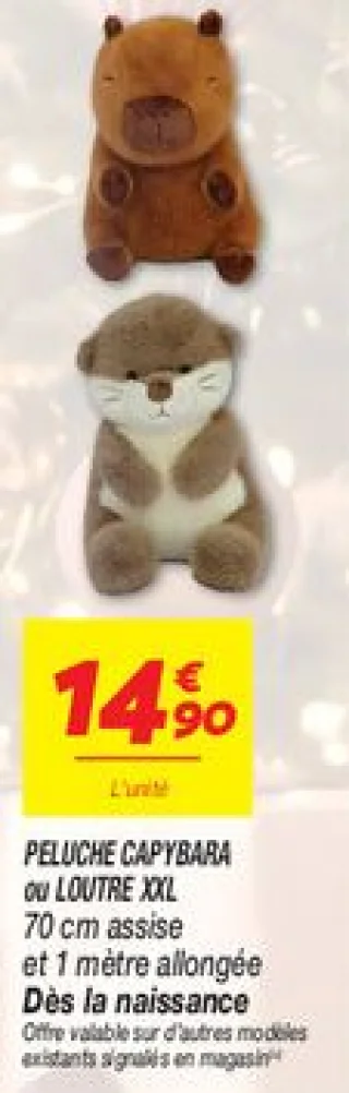 Peluche capybara ou loutre xxl