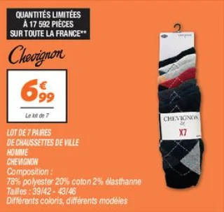 Lot de 7 paires de chaussettes de ville homme 