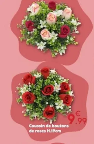 Coussin de boutons de roses H.19cm