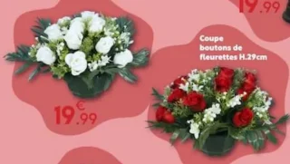 Coupe boutons de fleurettes H.29cm
