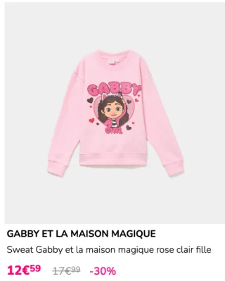 Sweat Gabby et la maison magique rose clair fille