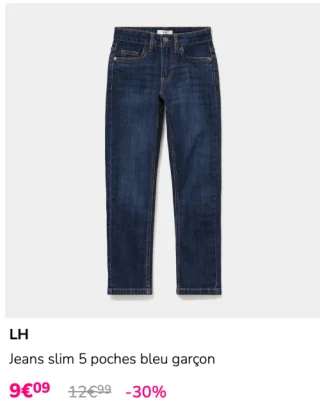 Jeans slim 5 poches bleu garçon LH