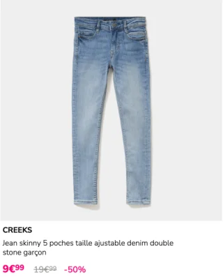 Jean skinny 5 poches taille ajustable denim double stone garçon CREEKS