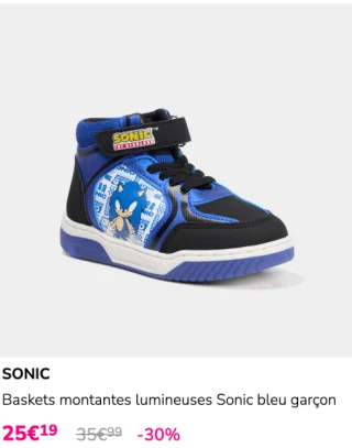 SONIC Baskets montantes lumineuses Sonic bleu garçon