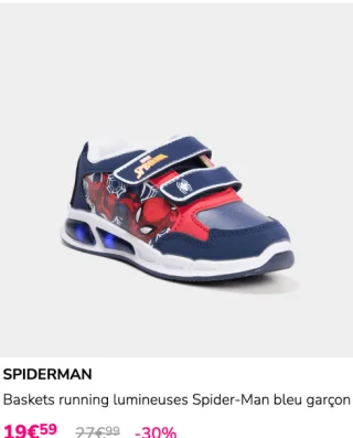 SPIDERMAN Baskets running lumineuses Spider-Man bleu garçon