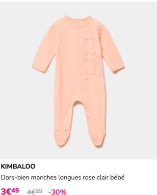 KIMBALOO Dors-bien manches longues rose clair bébé