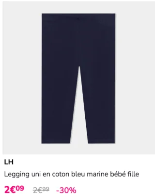 LH Legging uni en coton bleu marine bébé fille