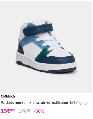 Baskets montantes à scratchs multicolore bébé garçon CREEKS