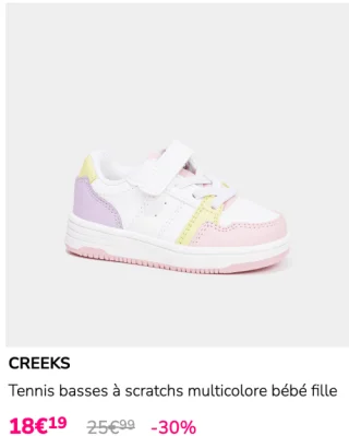 Tennis basses à scratchs multicolore bébé fille CREEKS