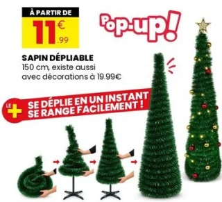 Sapin dépliable 150 cm Pop-up!