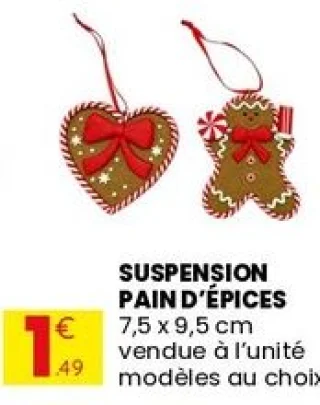 Suspension pain d'épices 7,5 x 9,5 cm