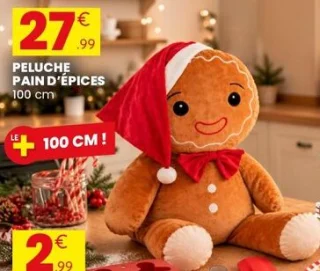 Peluche pain d'épices 100 cm