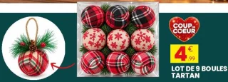 Lot de 9 boules Tartan