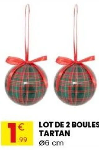 Lot de 2 boules Tartan Ø6 cm
