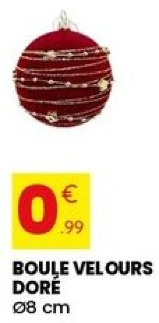 Boule velours doré Ø8 cm