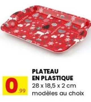 Plateau en plastique 28 x 18,5 x 2 cm