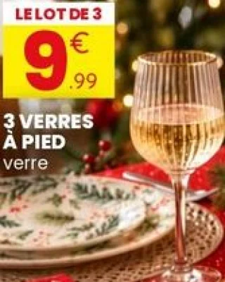 3 verres à pied en verre
