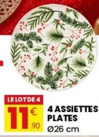 4 assiettes plates Ø26 cm
