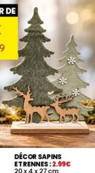 DÉCOR SAPINS ET RENNES 20 x 4 x 27 cm