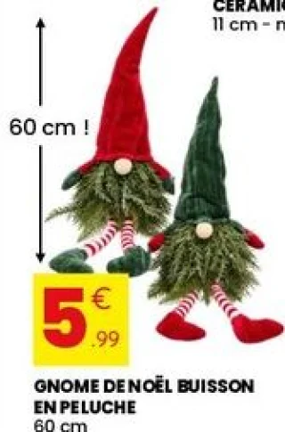 GNOME DE NOËL BUISSON EN PELUCHE 60 cm