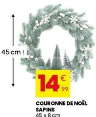 COURONNE DE NOËL SAPINS 45 x 8 cm