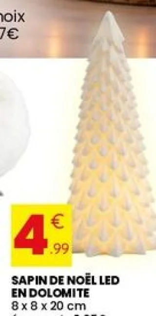 Sapin de Noël LED en dolomite 8 x 8 x 20 cm