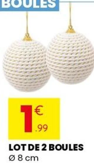Lot de 2 boules de Noël Ø 8 cm