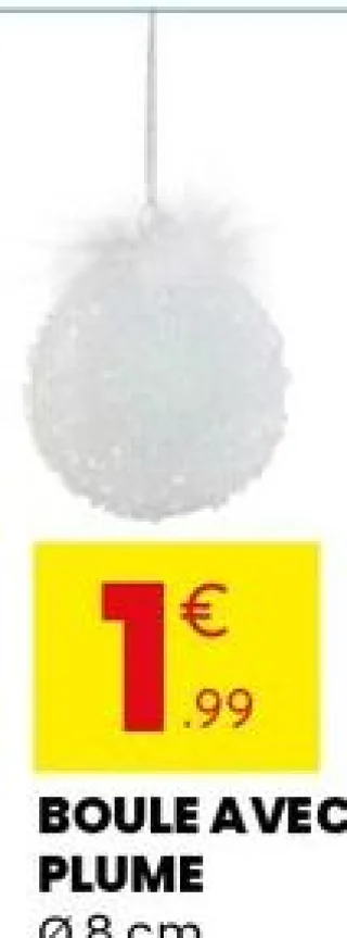 Boule de Noël avec plume Ø 8 cm