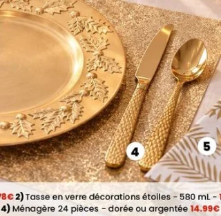 Ménagère 24 pièces dorée ou argentée