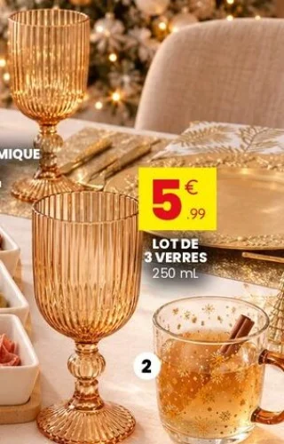 Lot de 3 verres 250 mL