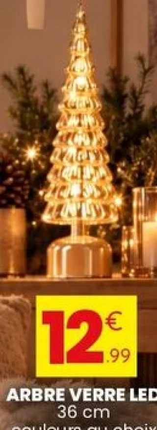 Arbre verre LED 36 cm