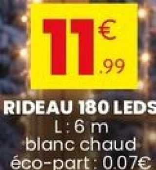 Rideau 180 LEDs blanc chaud 6 m
