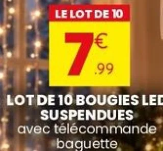 Lot de 10 bougies LED suspendues avec télécommande baguette