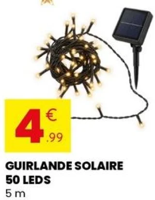 Guirlande solaire 50 LEDs 5 m
