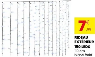 Rideau extérieur 150 LEDs 110 cm - blanc froid