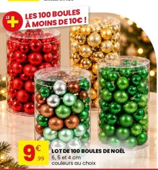 Lot de 100 boules de Noël
